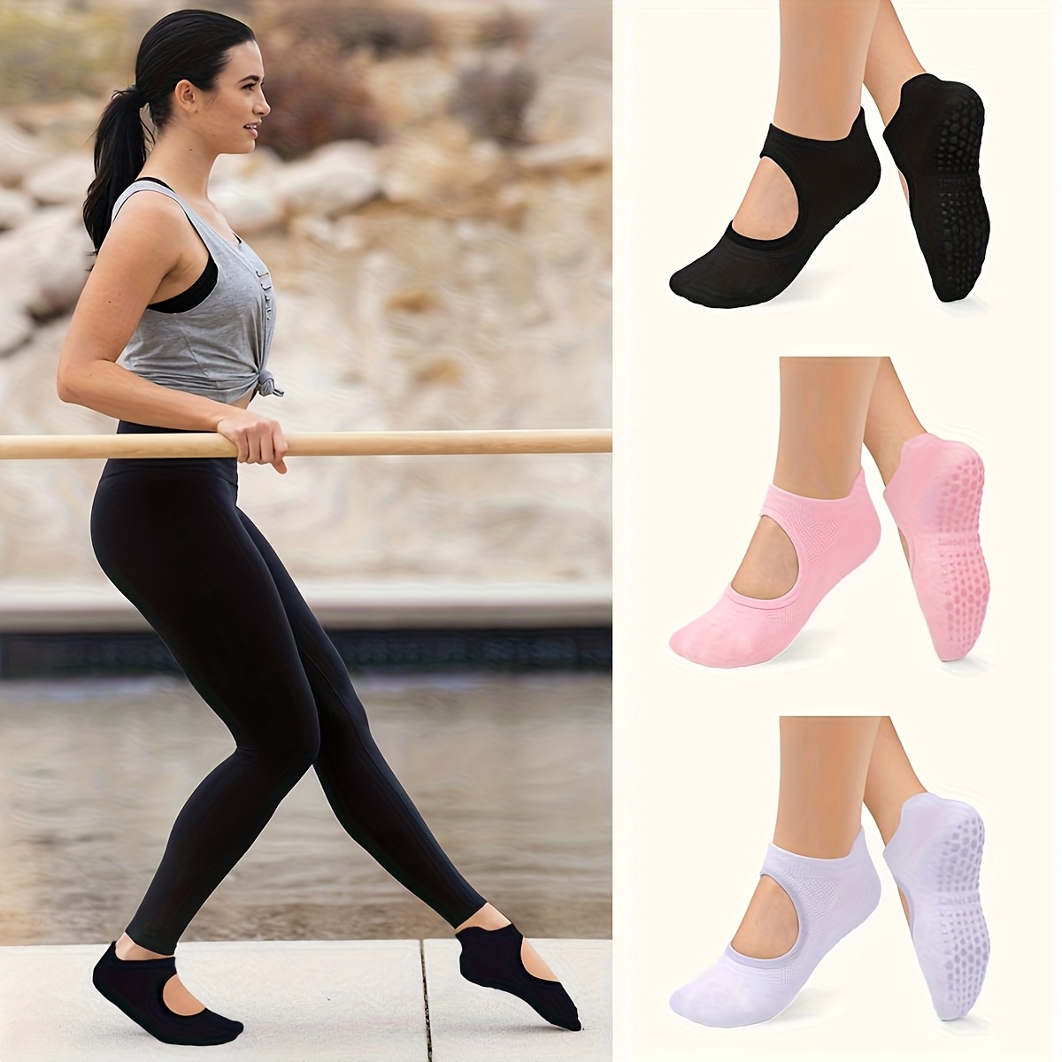 Non Slip Grip Women Socks for  - Pilates Yoga Barre 评论和价格