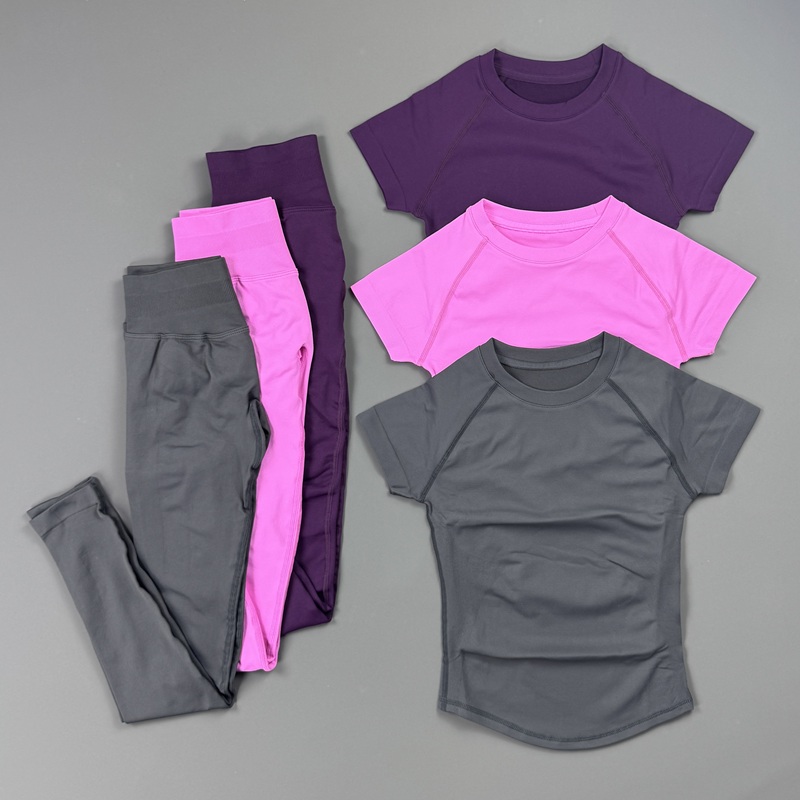 2Piece Gym Set Women Raglan Sh - Pilates Yoga Clothes 评论和价格