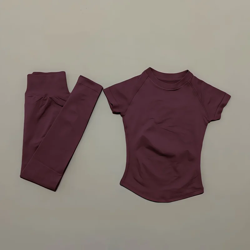 2Piece Gym Set Women Raglan Sh - Pilates Yoga Clothes 评论和价格