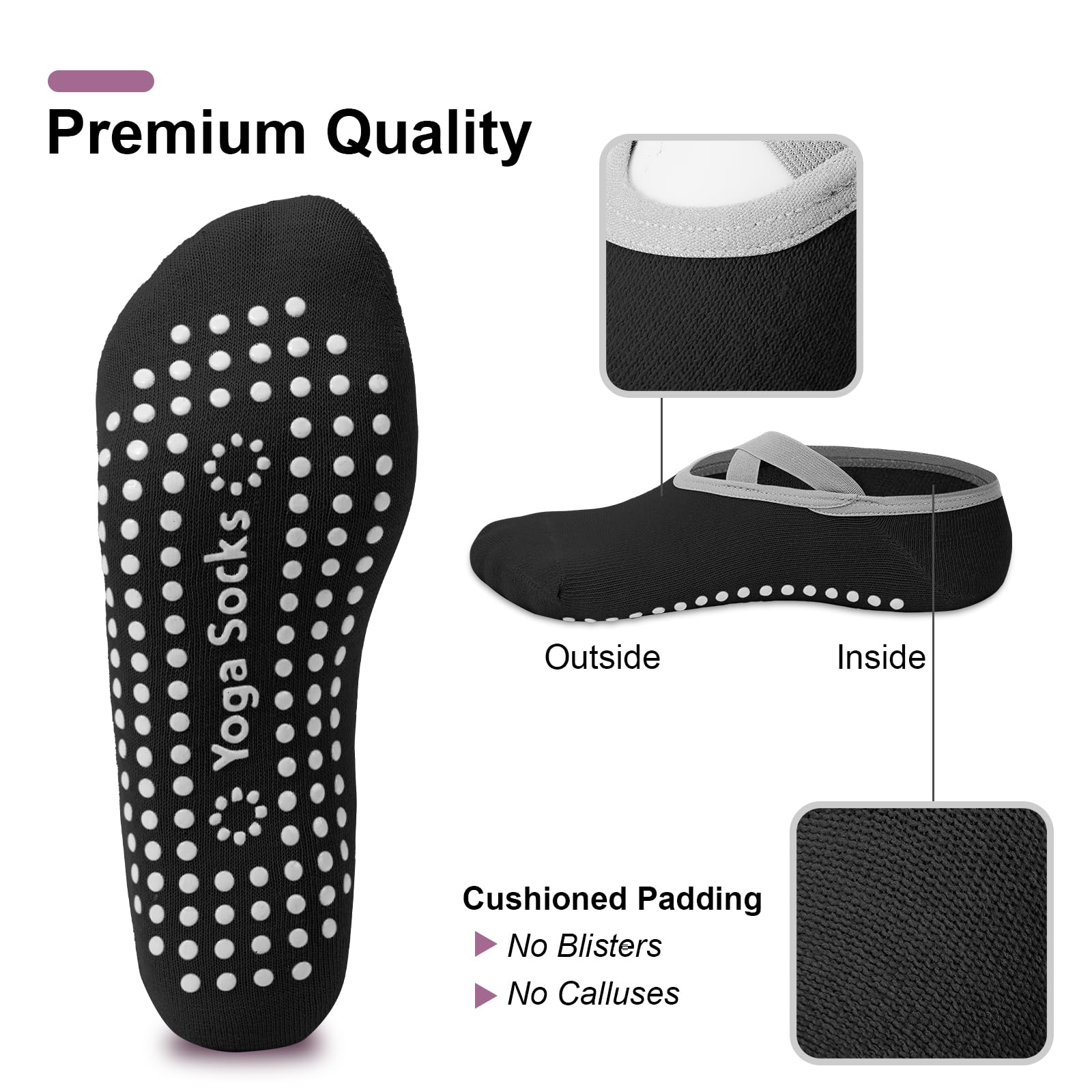 4-Pack Women's Pilates Socks,  - Pilates Yoga Bag 评论和价格