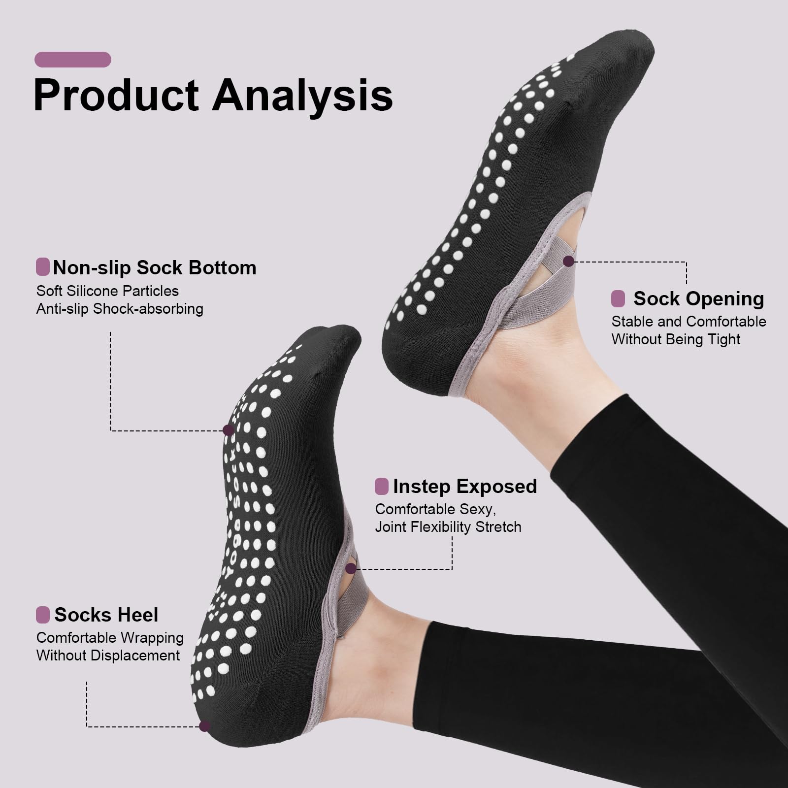 4-Pack Women's Pilates Socks,  - Pilates Yoga Bag 评论和价格