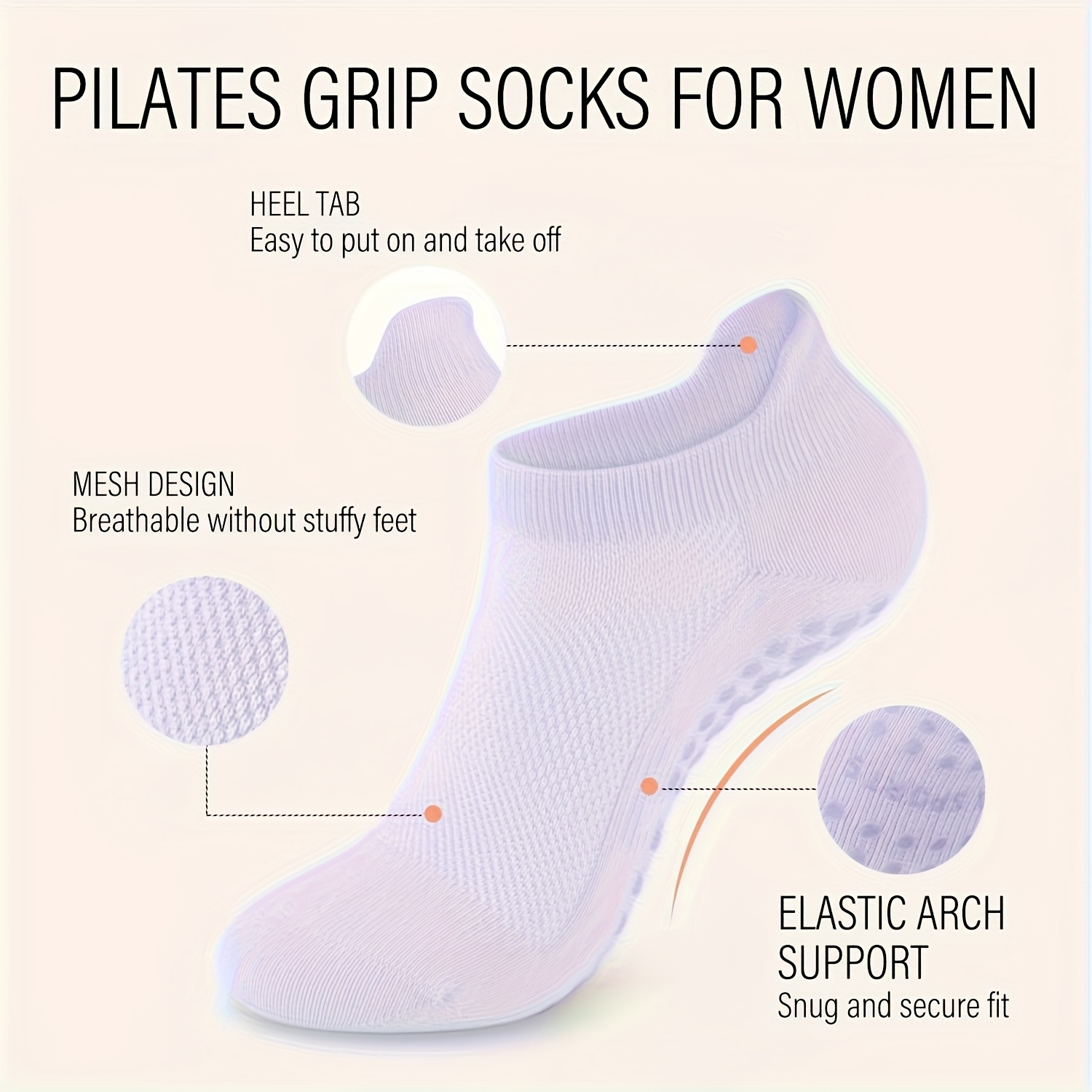1 Pairs Grip Pilates Socks for - Pilates Yoga Barre 评论和价格